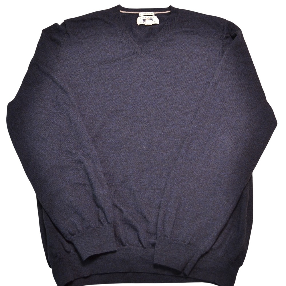 Joseph Abboud Merino Wool V Neck Sweater Casual Winter Navy Blue XXL Soft
